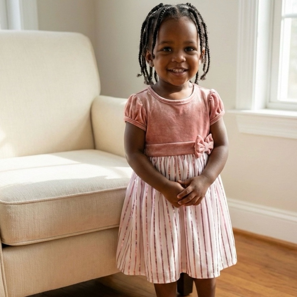 Toddler Girl Youngland Velvet Pleated Skirt Dress